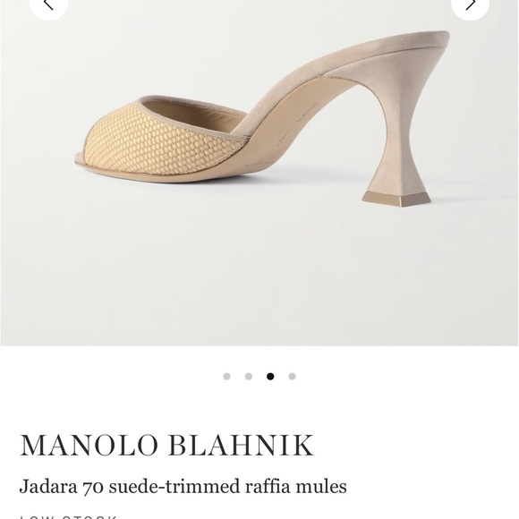 Manolo Blahnik Tan Raffia Mules with Suede Trim - Picture 3 of 14
